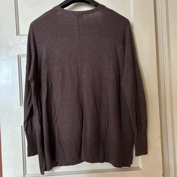 Eddie Bauer Brown Lightweight V-Neck Tunic Sweater - Women’s Sz L - Side Slits - Picture 4 of 4